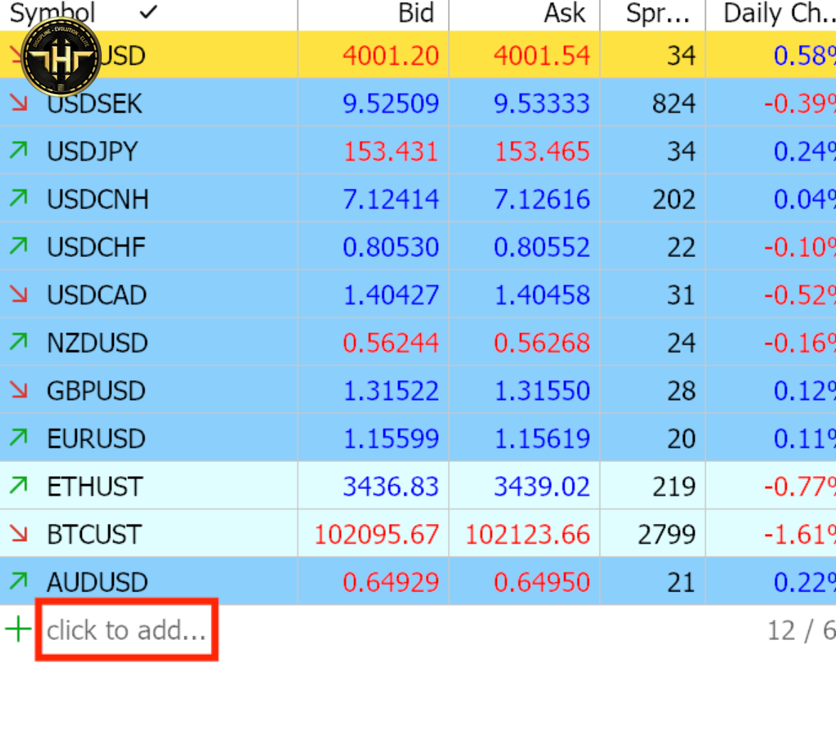 Thêm cặp giao dịch MT5