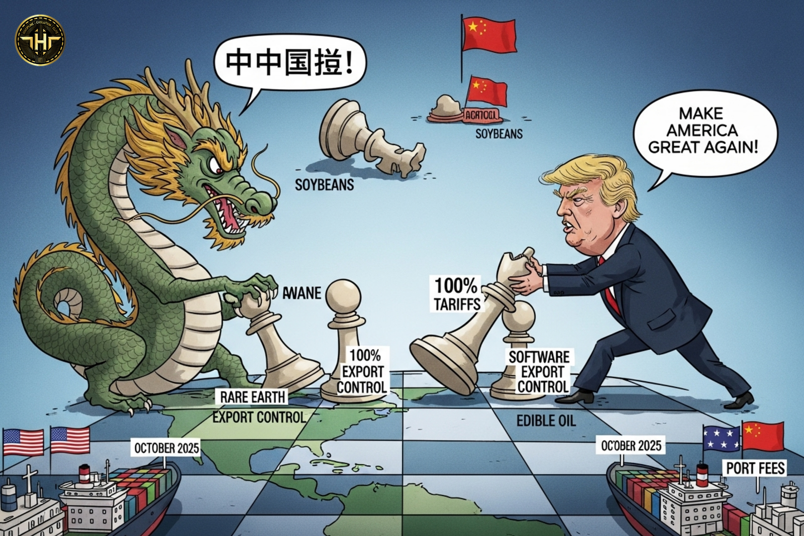 Chiến Tranh Thương Mại Mỹ - Trung: Trump Chính Thức Tuyên Bố "Đang Trong Cuộc Chiến" Bàn cờ thương mại Mỹ - Trung 2025 - tinhhoatrader.com